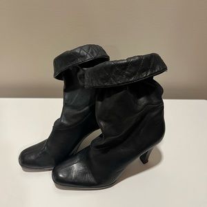 Worthington sloughed or cuffed black leather boots